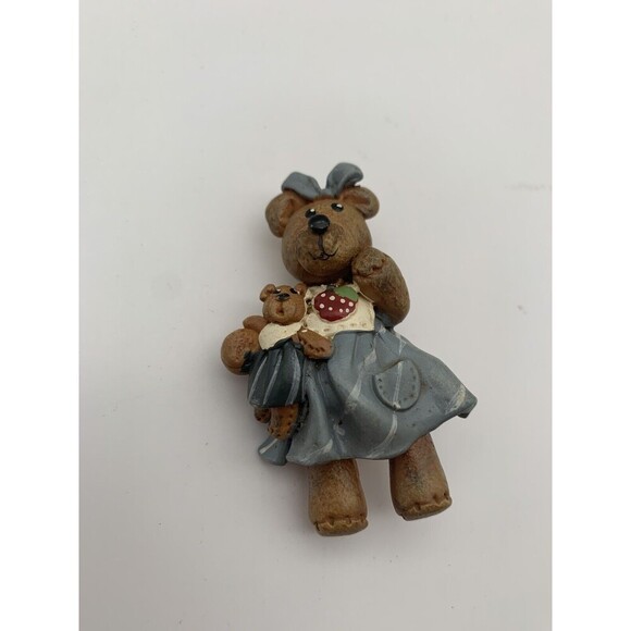 Vintage Hand Painted Girl Teddy Bear Brooch Cottage Core (J227) - Picture 2 of 4